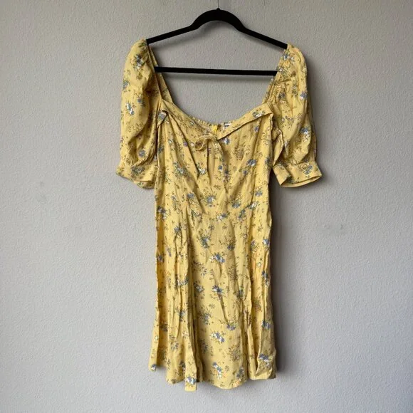 Reformation Lillet Mini Dress in Felicity Yellow Floral Size 8 - Picture 2 of 5